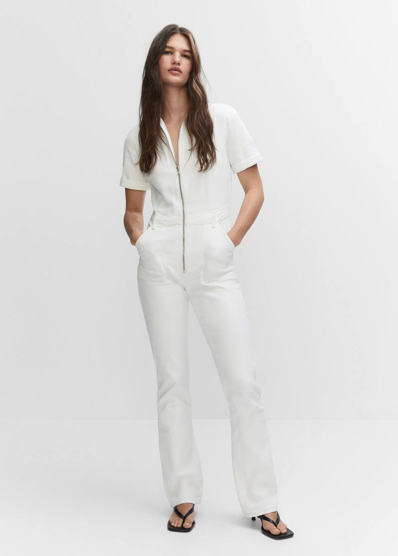 Denim jumpsuit with zipper -  Women | Mango USA | MANGO (US)