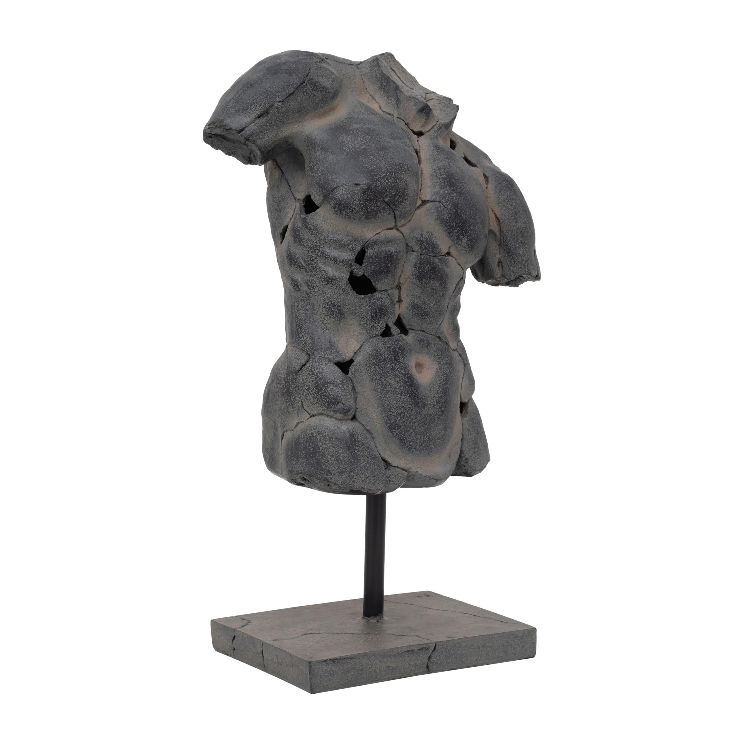 Cracked Torso Sculpture - Contemporary Abstract Decorative Home Art Display on Stand - Brown Poly... | Amazon (US)