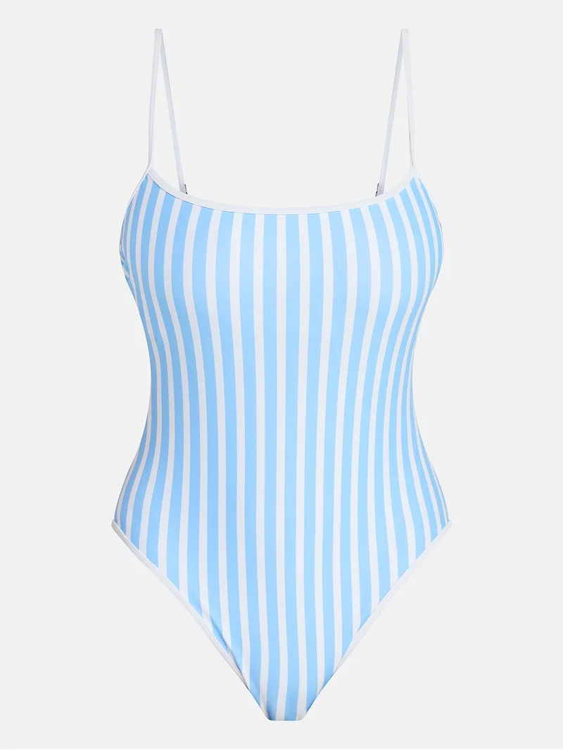 No Boundaries Sporty Stripe One-Piece Swimsuit, Women’s XXS-XXL | Walmart (US)