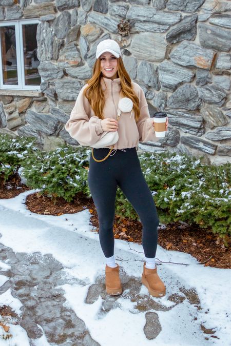 Realizing I haven’t yet shared this look here and it’s one of my recent faves! Such an easy, comfy casual winter outfit.
I’m in a size extra small in the leggings. I’m wearing a size small in the khaki color option in the jacket (which is incredibly soft and cozy!)
The ugg mini platform boots fit TTS in my experience. I’m also linking a similar, more affordable pair. Baseball cap is the “clear brown suede /white” color option.


#LTKstyletip #LTKfindsunder50 #LTKSeasonal