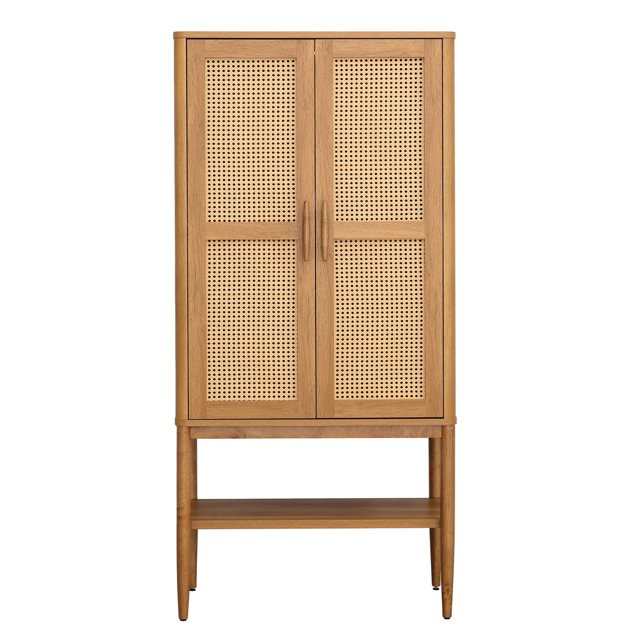 Better Homes & Gardens Springwood Caning Storage Cabinet, Light Honey Finish | Walmart (US)