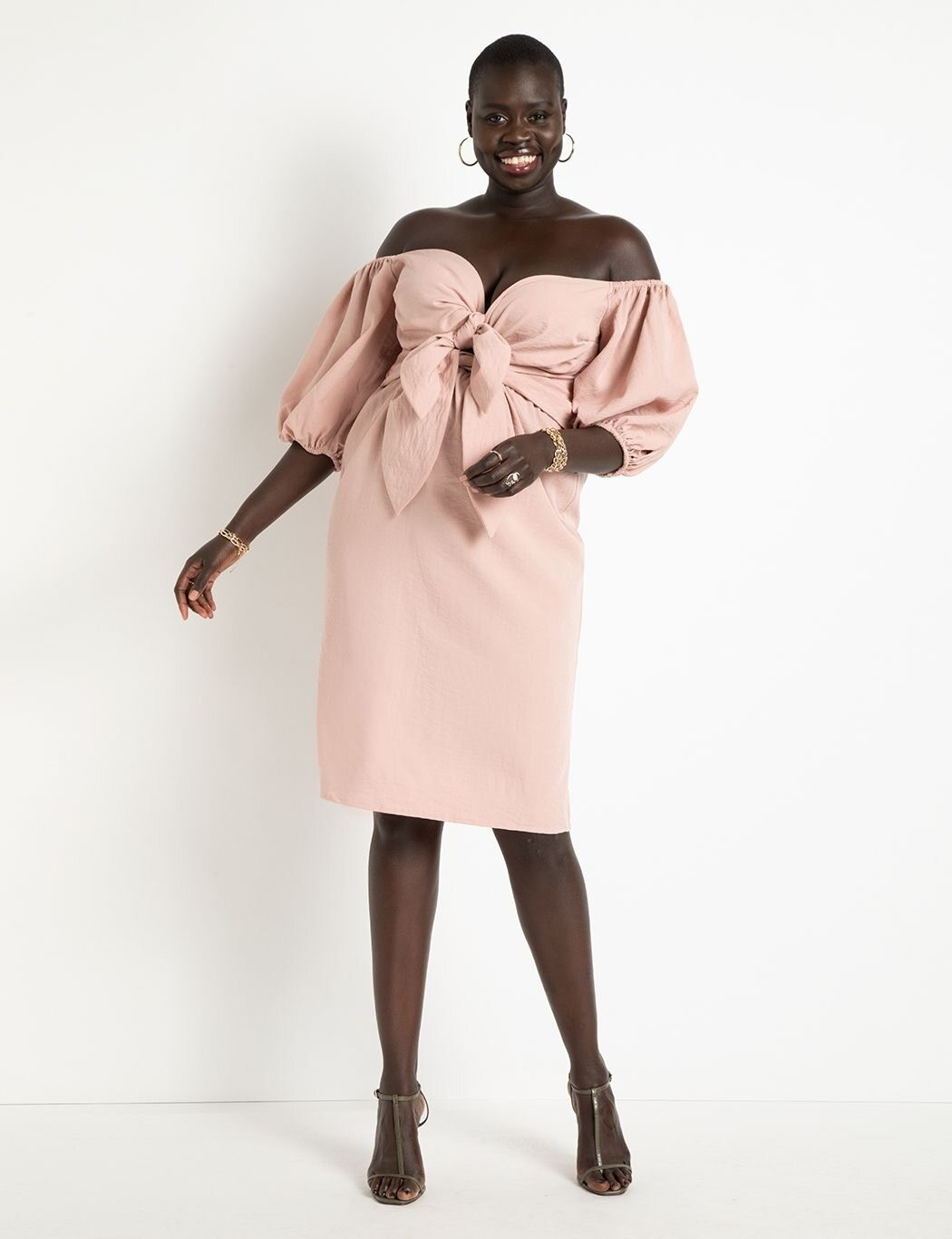 Tie Bodice Off The Shoulder Dress | Women's Plus Size Dresses | ELOQUII | Eloquii