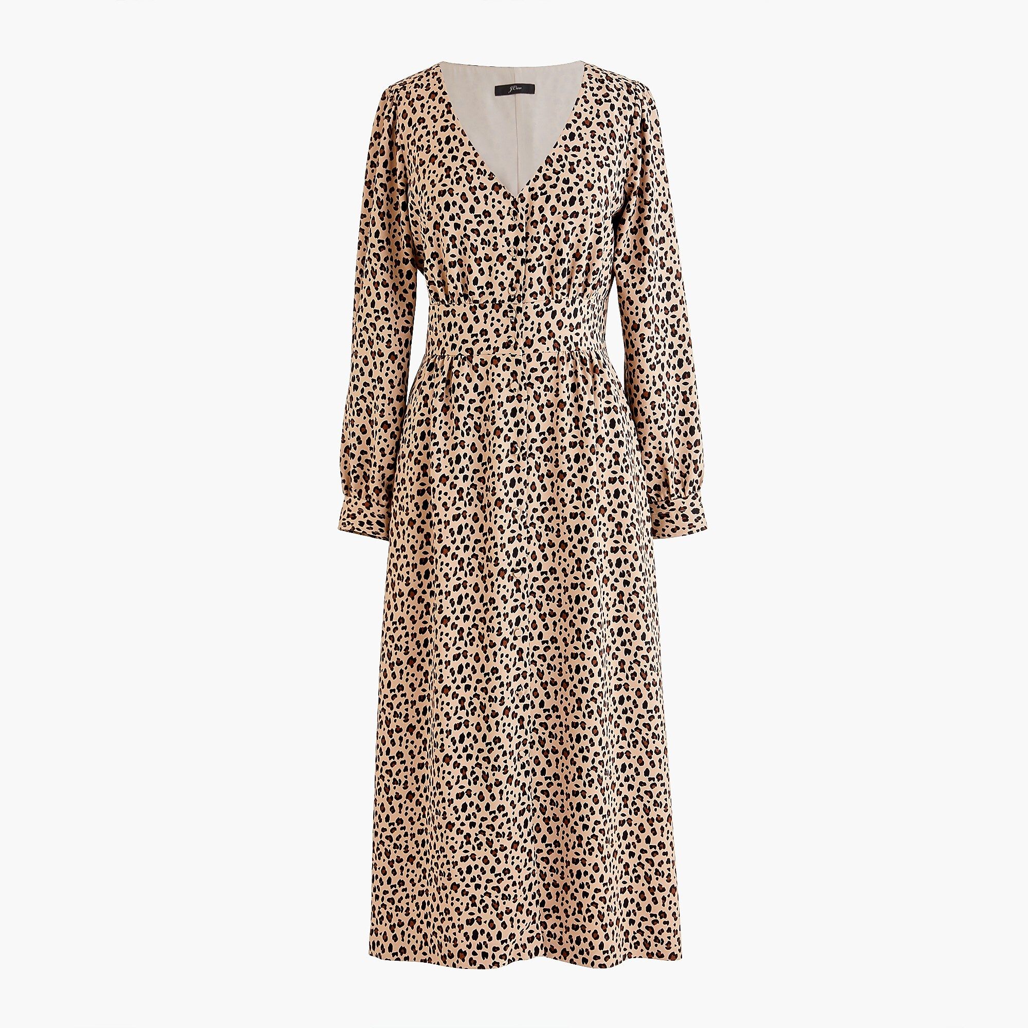 Button-front A-line midi dress in leopard | J.Crew US