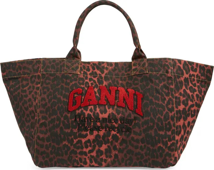 Ganni XXL Leopard Print Shopper Bag | Nordstrom | Nordstrom