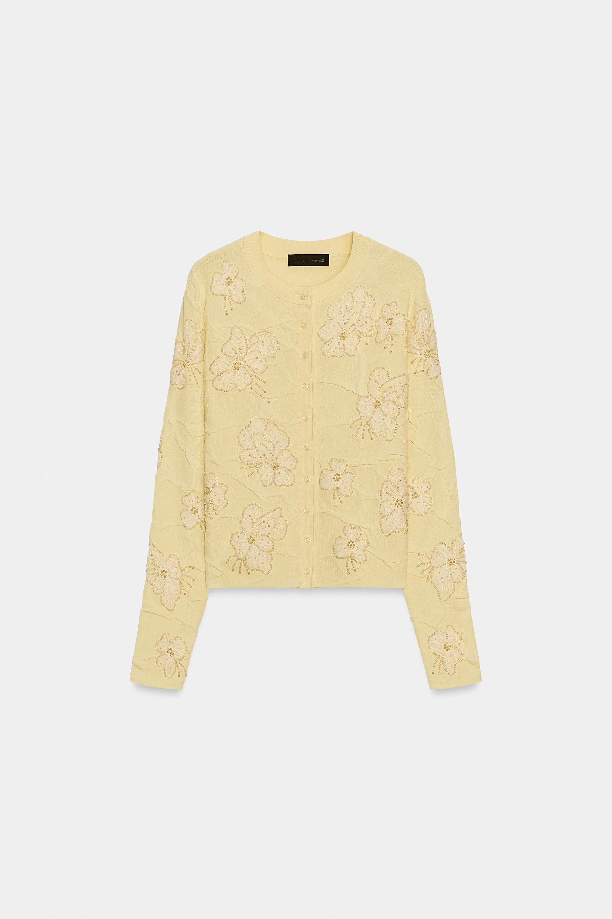 BEADED TEXTURED KNIT JACKET | Zara Canada