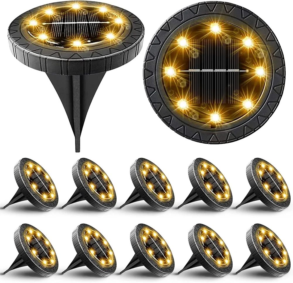 Solar Powered Ground lights 12 Pack,Waterproof LED Solar Lights Outdoor Solar Disk Lights Decorat... | Amazon (US)