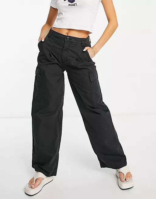 ASOS DESIGN oversized cargo pants in washed black | ASOS (Global)