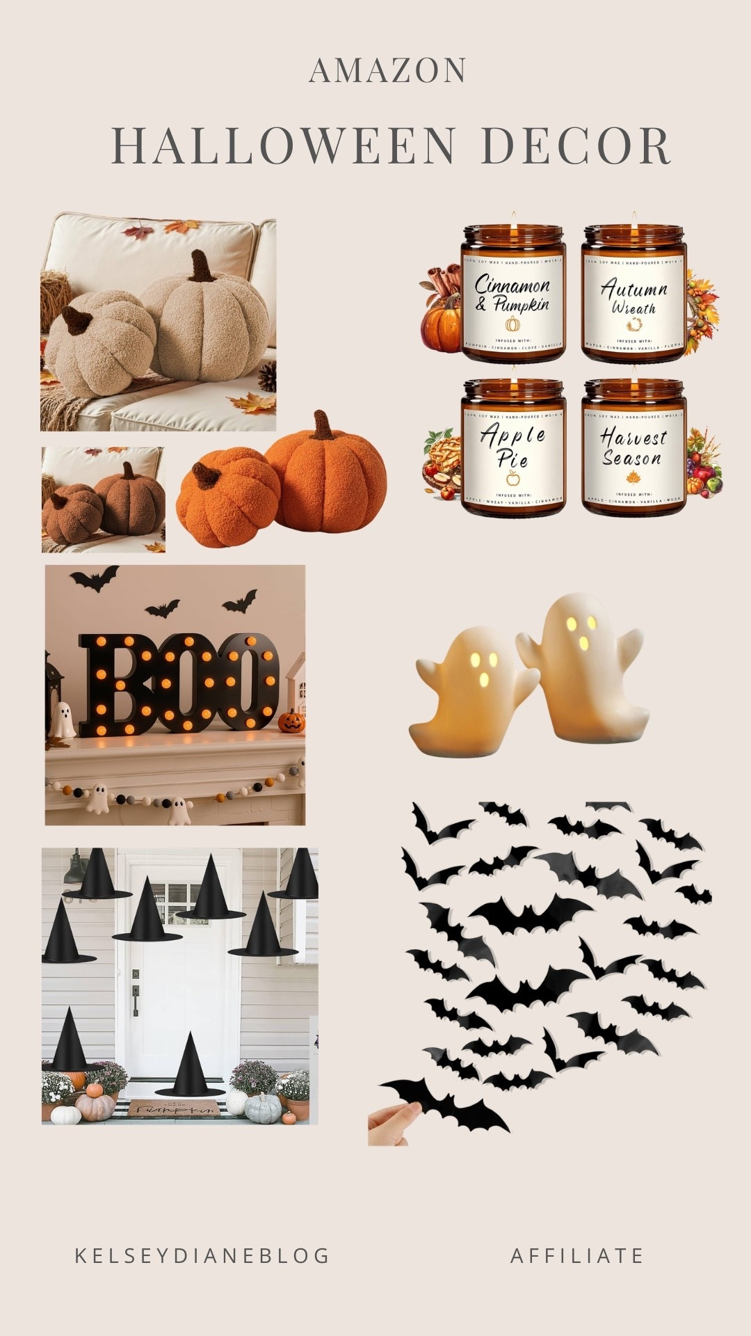Halloween decorations! Candles, Bat decorations, Floating witches hats, Boo sign, Pumpkin pillows, etc… #Fall #Halloween #Decor

#LTKcanada #LTKfall #LTKhome