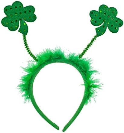 Lux Accessories Green Fabric Furry Shamrock St Patrick's Day Festive Headband | Amazon (US)