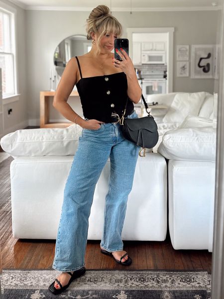 Summer outfit - tip is Zara linked on my story highlights linked similar here! Linen top and jeans 

#LTKStyleTip #LTKFindsUnder100
