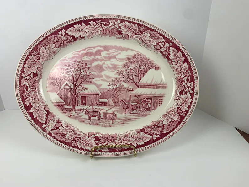 Homer Laughlin Currier & Ives Platter, "home to Thanksgiving" Holiday Decor - Etsy | Etsy (US)