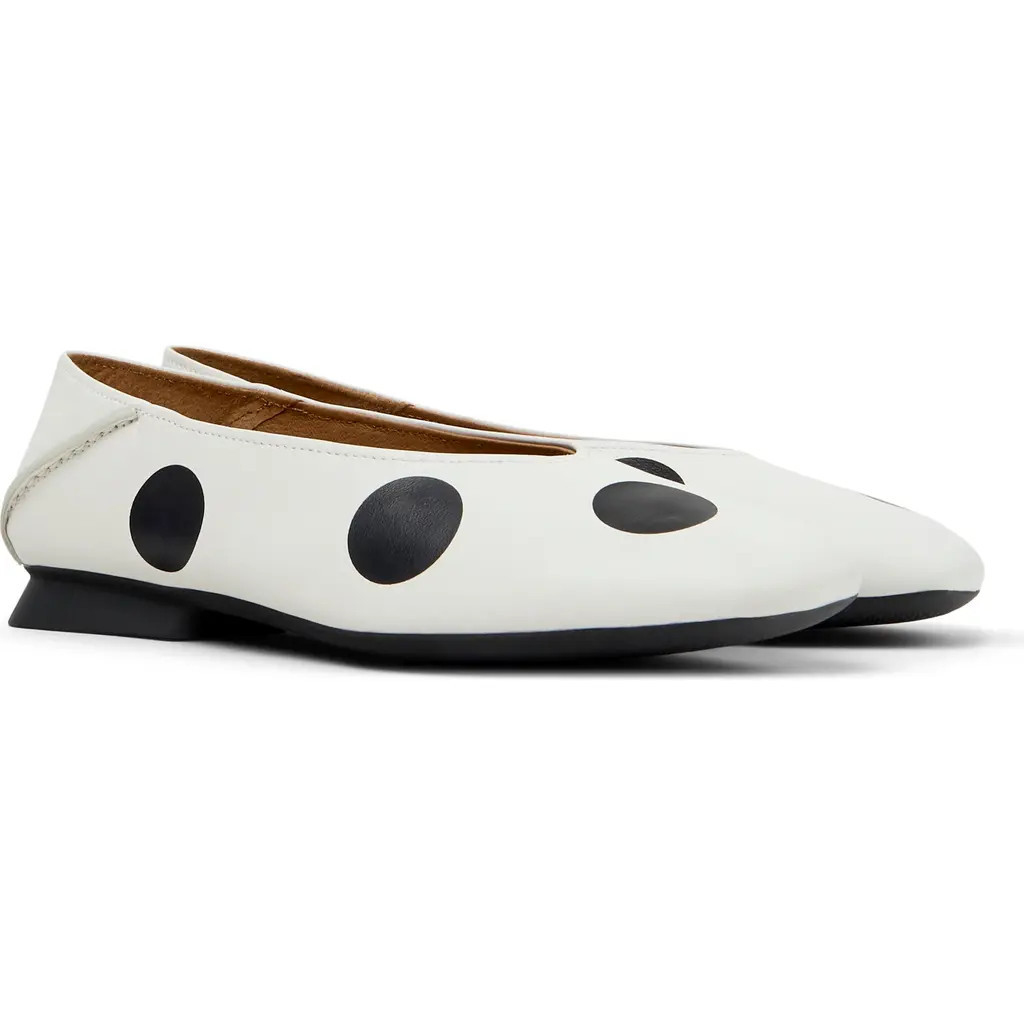 Camper Casi Myra Twins Polka Dot Ballerina Flat in White Natural at Nordstrom, Size 39 | Nordstrom