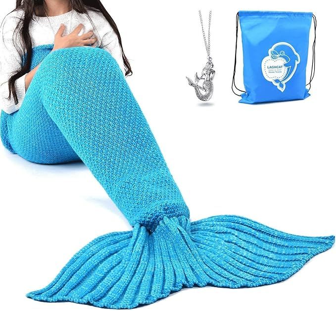 LAGHCAT Mermaid Tail Blanket Crochet Mermaid Blanket for Adult, Soft All Seasons Sleeping Blanket... | Amazon (US)