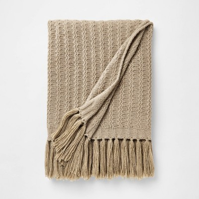 Knit Throw Blanket Beige - Threshold\u2122 designed w/Studio McGee | Target
