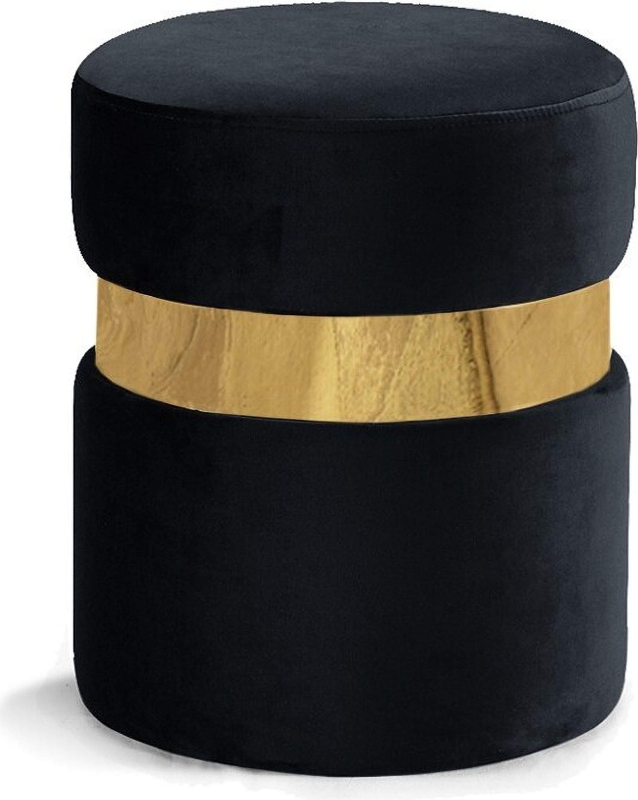 Hailey Velvet Ottoman/Stool In Black/Gold | 1stopbedrooms