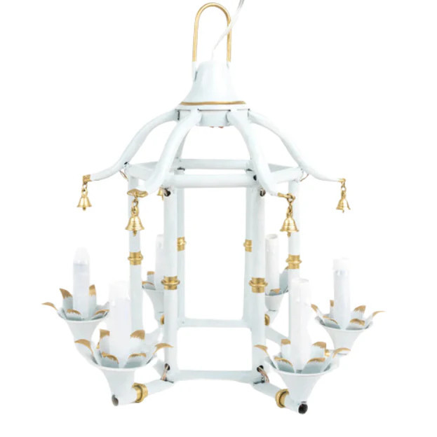 Pale Blue & Gold Chinoiserie Chandelier | The Enchanted Home