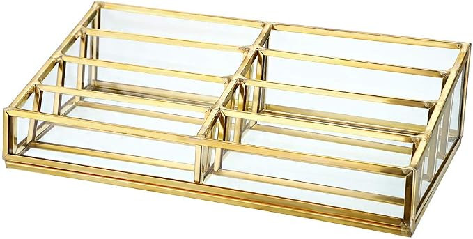 Hipiwe Glass Business Card Holder Stand 8 Slot Name Cards Display Storage Holder Gold Metal Busin... | Amazon (US)