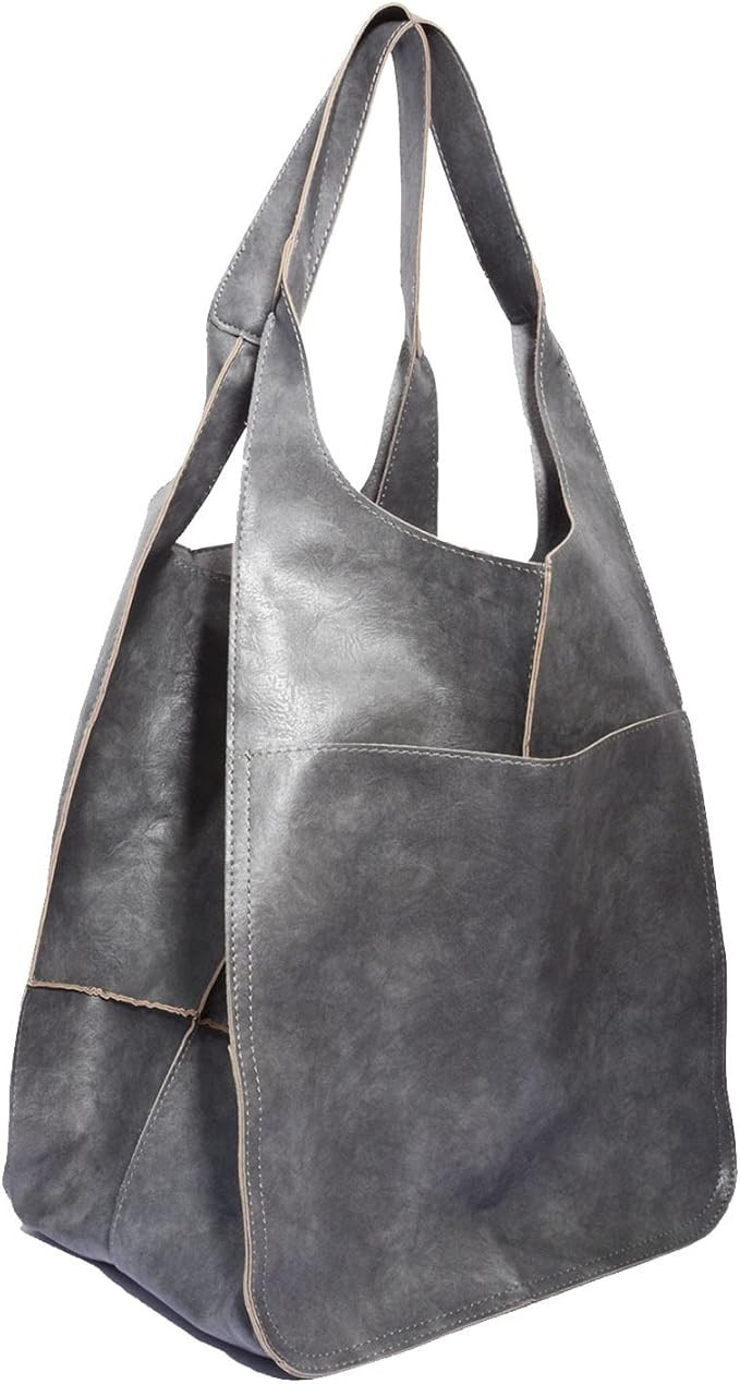 Large PU Leather Totes Bag for Women,Soft Hobo Bags,High Capacity SatchelsTop-Handle Bags for Sho... | Amazon (US)