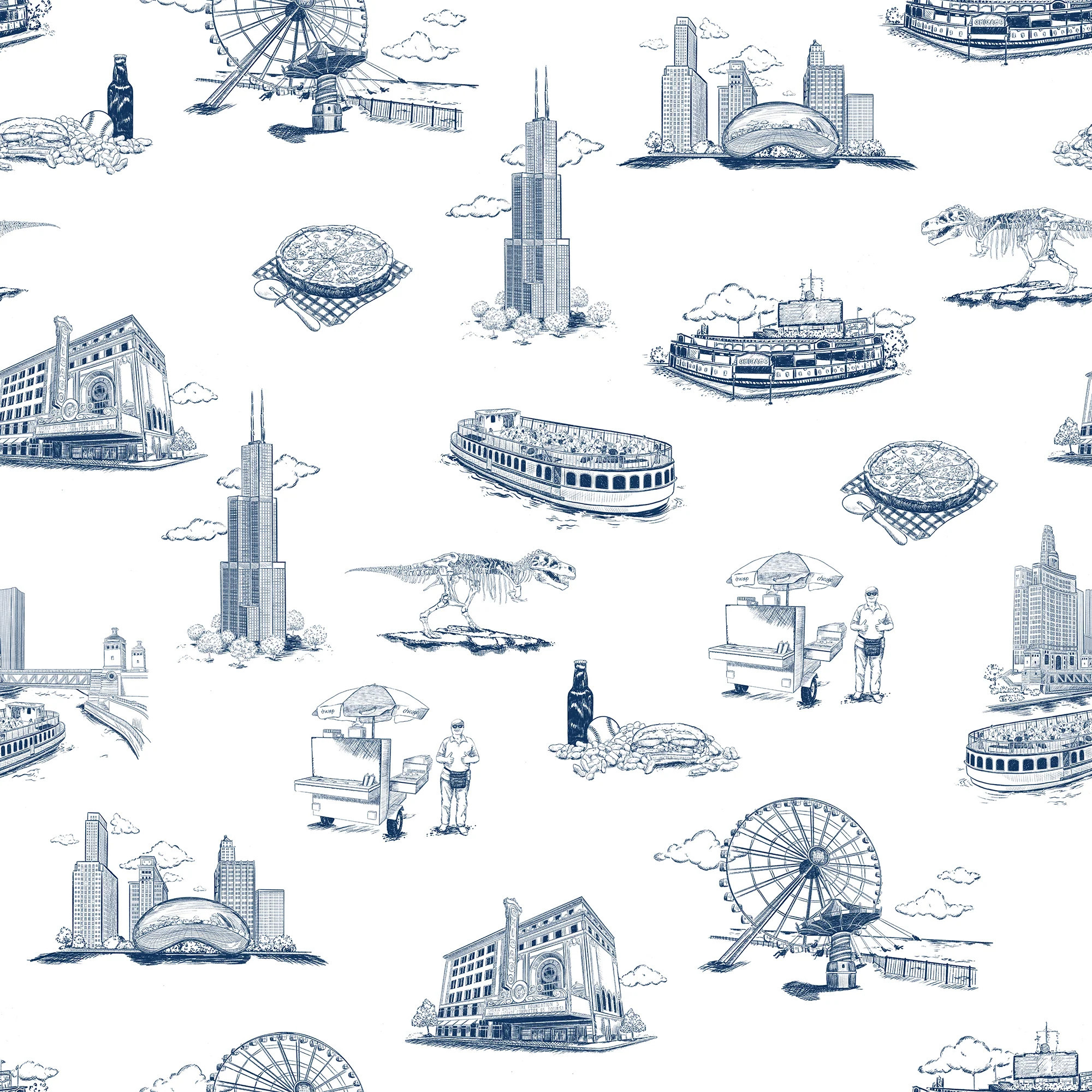 Chicago Toile Peel & Stick Wallpaper | Katie Kime Inc