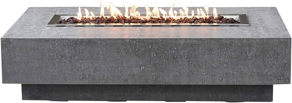 Elementi Outdoor Hampton Fire Pit Table 56 x 32 Inches Grey Durable Fire Bowl Glass Reinforced Co... | Amazon (US)
