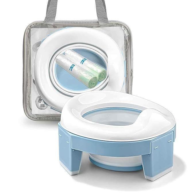 Portable Potty Training Seat for Toddler Kids - Foldable Training Toilet for Travel with Travel B... | Amazon (US)