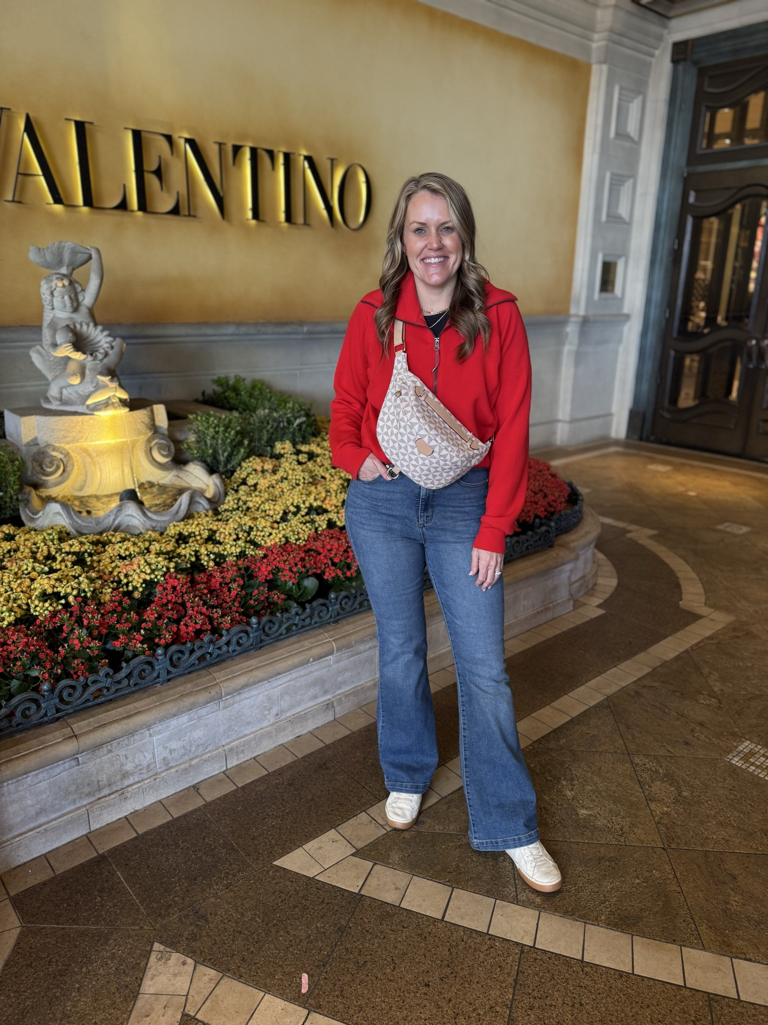 
My travel look home from Vegas, fits TTS.
Travel look
Spanx
Walmart 
Sneakers
Belt bag 