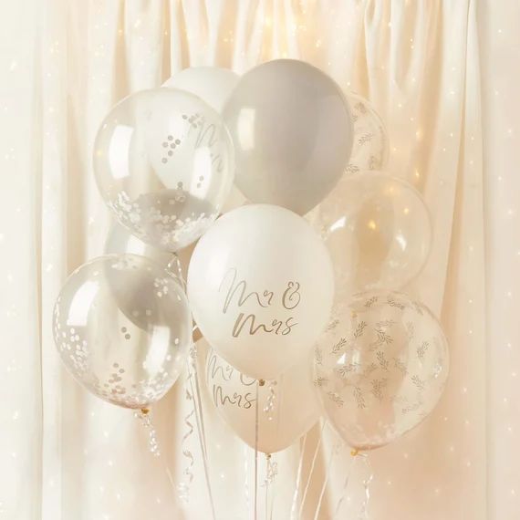 12 Mr & Mrs Gold Wedding Balloons, Clear Wedding Balloons, Wedding Decor, Gold Wedding Decoration... | Etsy (US)