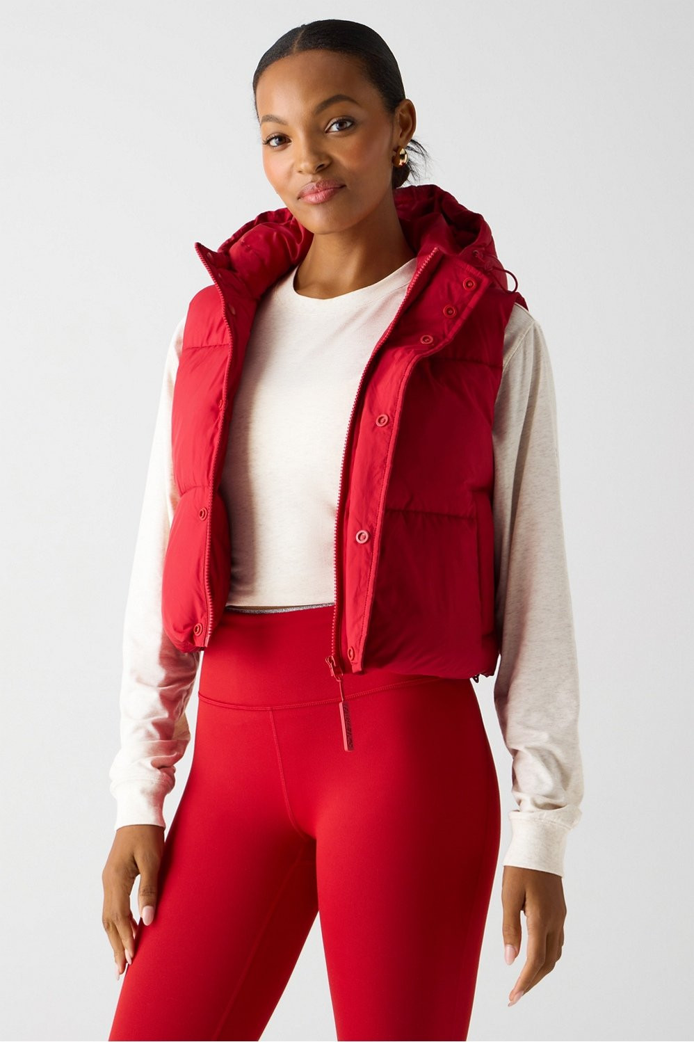 Essential Cropped Hooded Puffer Vest | Fabletics