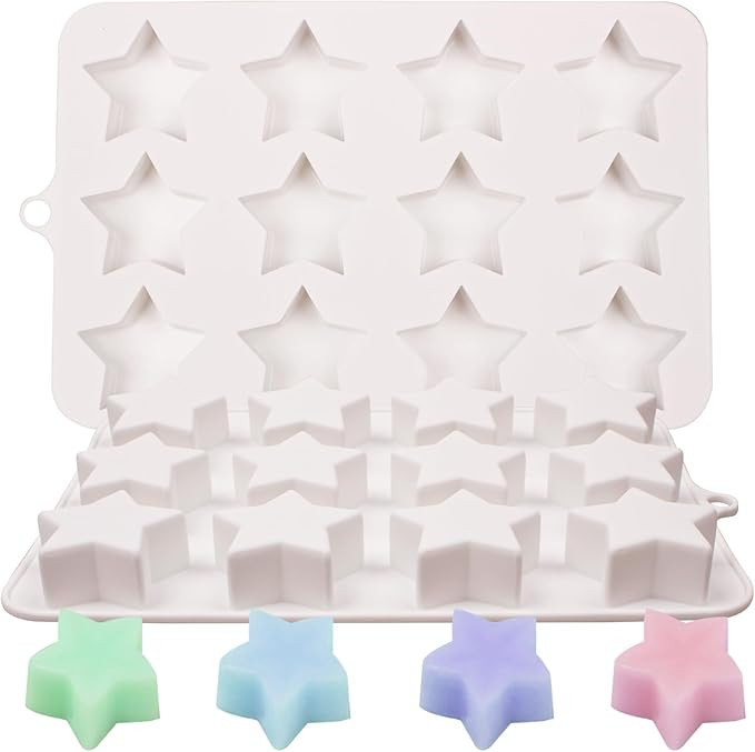 3D Star Silicone Chocolate Mold for Baking, 12-Cavity Nonstick Star Shaped Mousse Cake Mold, Sili... | Amazon (US)