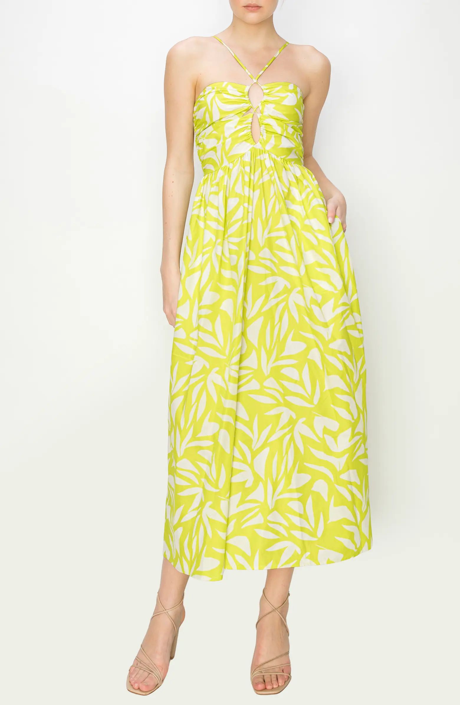 Leaf Print Halter Strap Dress | Nordstrom Rack
