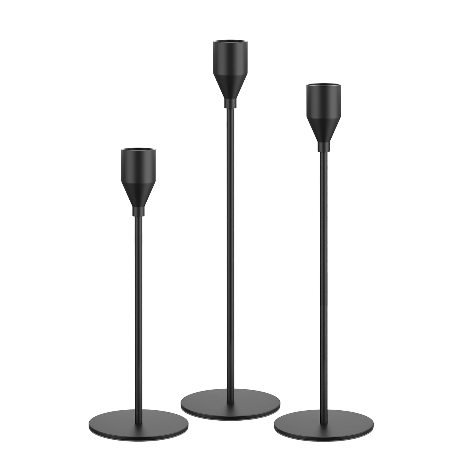 Matte Black Taper Candle Holders, Set of 3 Metal Candlestick Holders for Candle Sticks Holder Dec... | Amazon (US)
