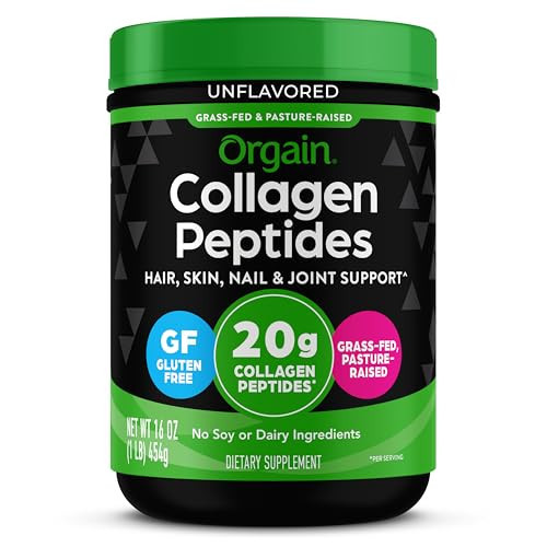 Orgain Hydrolyzed Collagen Peptides Powder For Women & Men, 20g Grass Fed Collagen, Unflavored - Hair, Skin, Nail, & Joint Support Supplement, Paleo & Keto, Non-GMO, Type I and III, 1lb | Amazon (US)