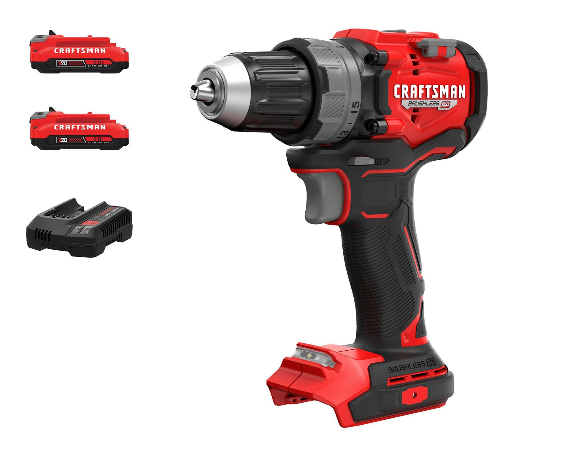 CRAFTSMAN V20 RP 20-volt Max 1/2-in Keyless Brushless Cordless Drill ( 2 -Batteries Included, and Charger Included ) | CMCD725D2 | Lowe's