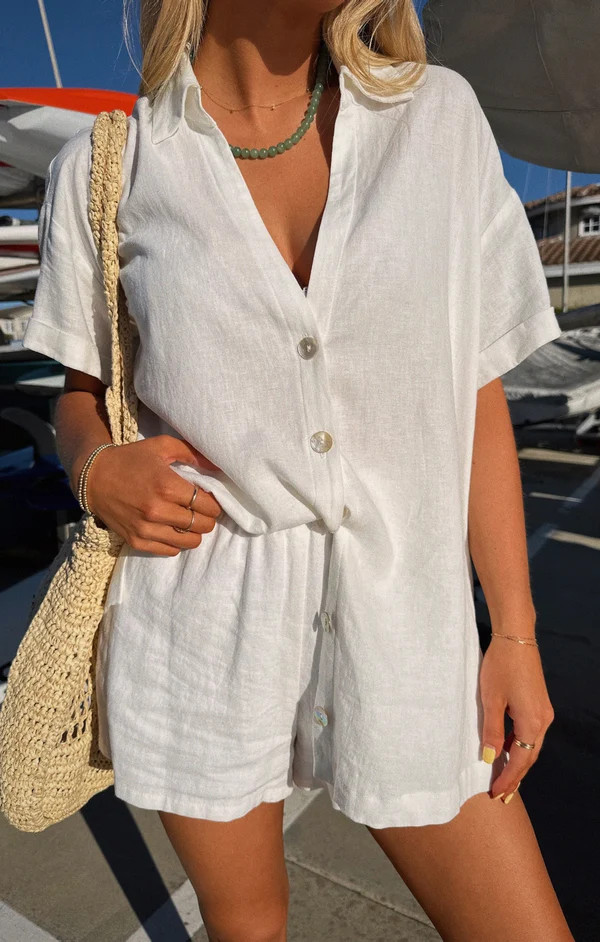 Parker Button Down ~ White Linen | Show Me Your Mumu