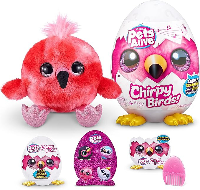 Pets Alive Chirpy Birds (Flamingo) by ZURU, Electronic Pet That Speaks, Giant Surprise Egg, Stick... | Amazon (US)
