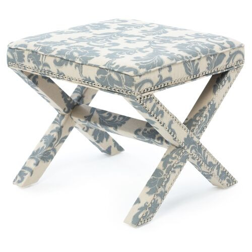 Palmer Ottoman, Beige/Steel Blue | One Kings Lane