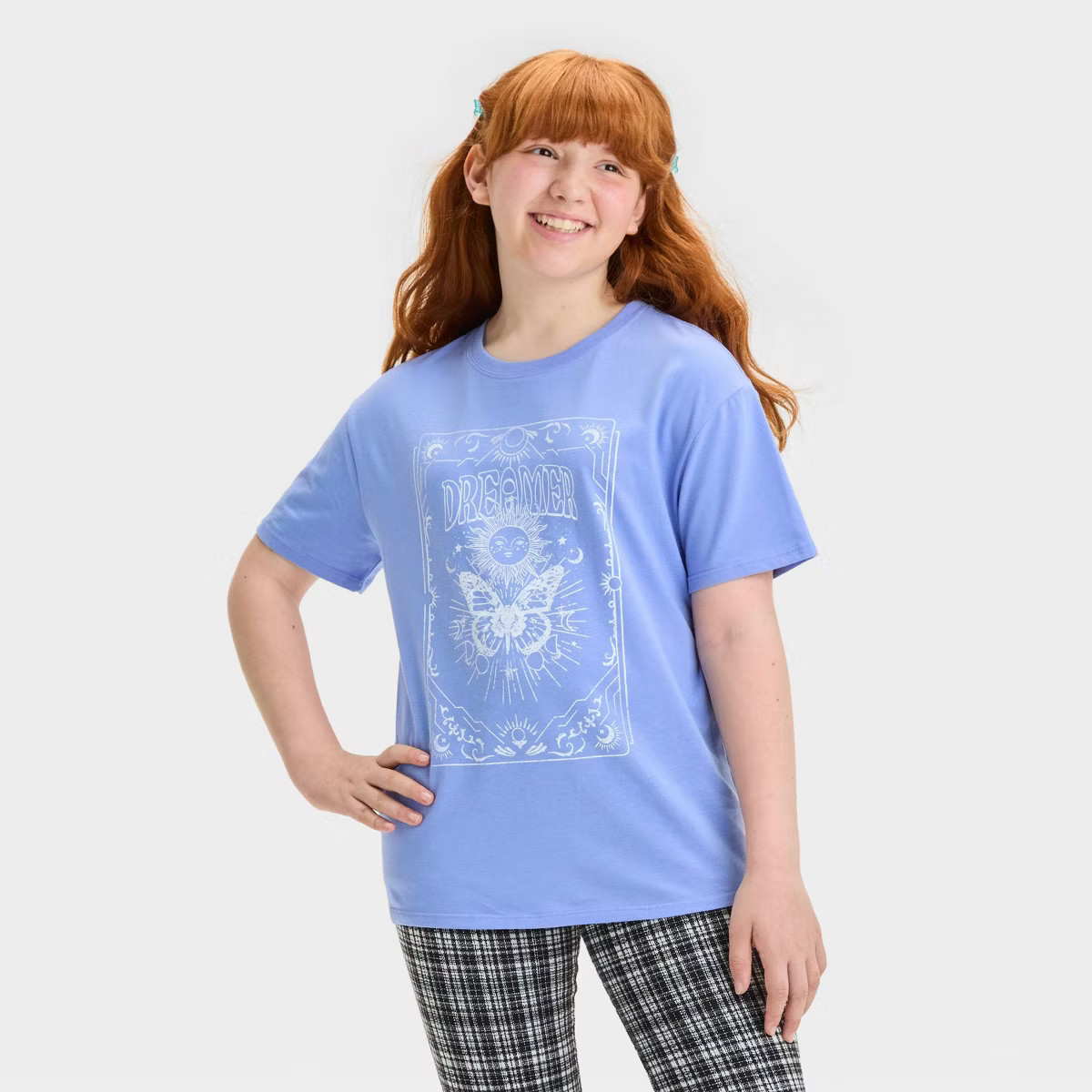 Girls' Oversized Graphic T-Shirt - art class™ Light Blue | Target