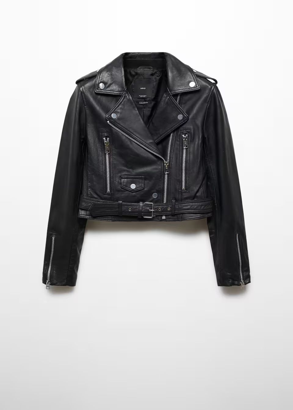 Zipper leather biker jacket -  Women | Mango USA | MANGO (US)