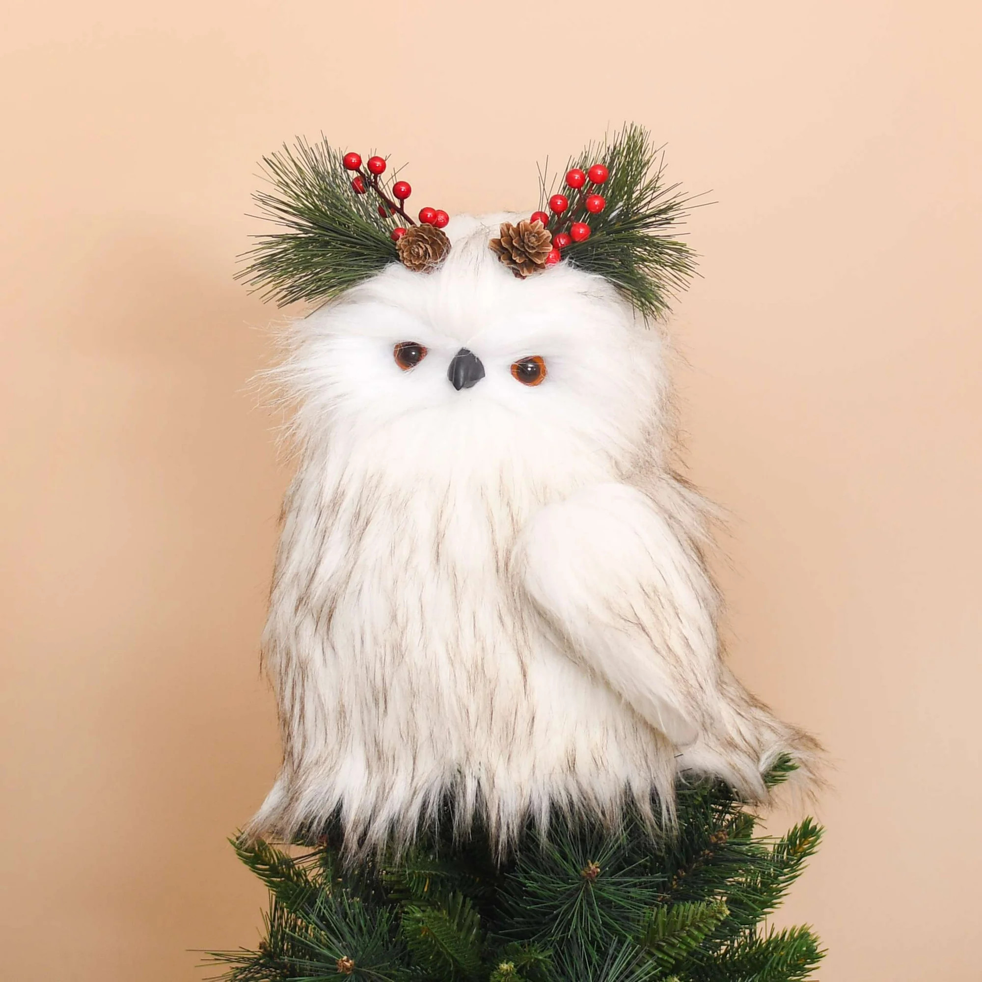 Fabric Owl Christmas Tree Topper, White, 11.5", by Holiday Time | Walmart (US)