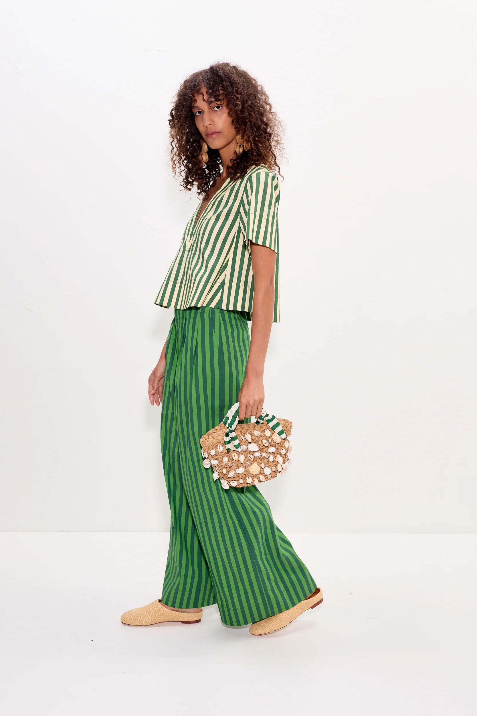 Thorne Poplin Pant In Gummy Green/Moss | Simon Miller