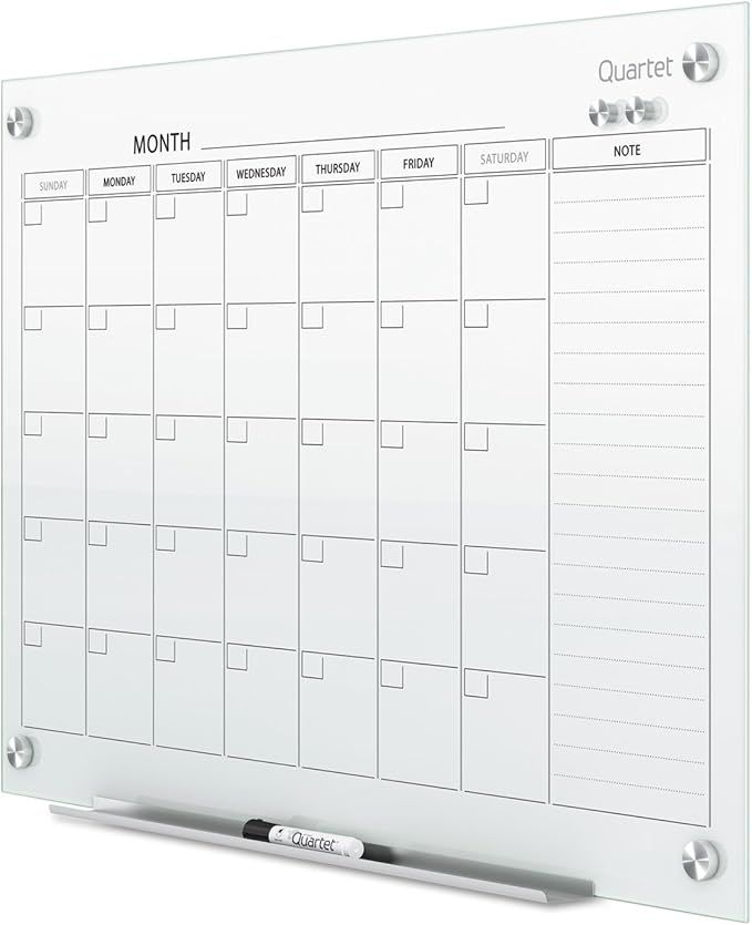 Quartet Whiteboard Calendar, Glass Dry Erase White Board Planner, 4' x 3', White Surface, Framele... | Amazon (US)