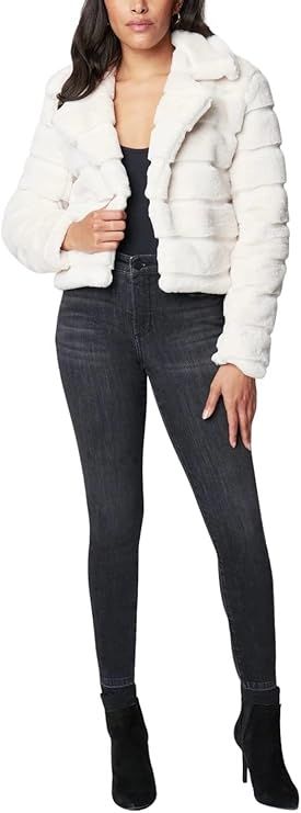 [BLANKNYC] womens Luxury Clothing Ribbed Cropped Faux Fur Jacket | Amazon (US)