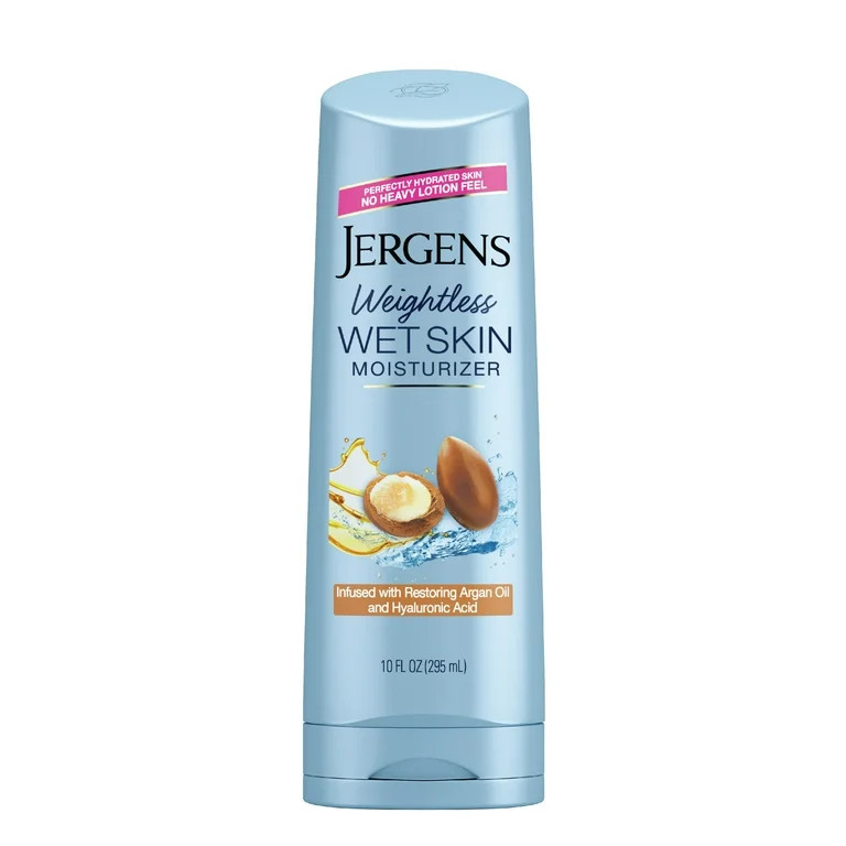 Jergens Argan Oil Weightless Wet Skin Body Lotion, Non-Greasy Moisturizer, for Dry Skin, 10 oz | Walmart (US)
