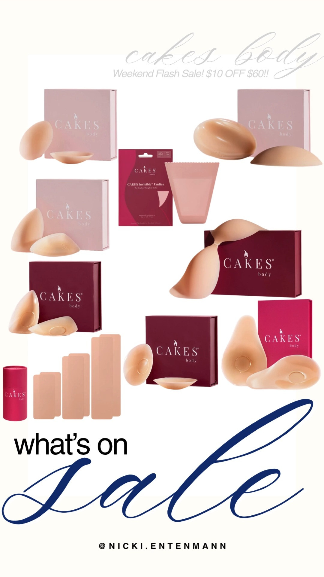 Shop the Cakes Body weekend flash sale and take $10 off orders of $60 or more! Stock up on non-adhesive silicone covers, seamless invisible undies, lift pads, and body tape essentials designed for seamless coverage under any outfit. These comfortable, reusable wardrobe solutions make layering tight knits and backless fall dresses completely effortless.

#cakesbody #flashsale #whatsonsale #styleessentials #wardrobehacks #everydaystyle #undergarments 

 #LTKgrwm #LTKootd #LTKSaleAlert