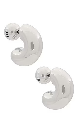 Jenny Bird Tome Small Hoops in Metallic Silver. | Revolve Clothing (Global)