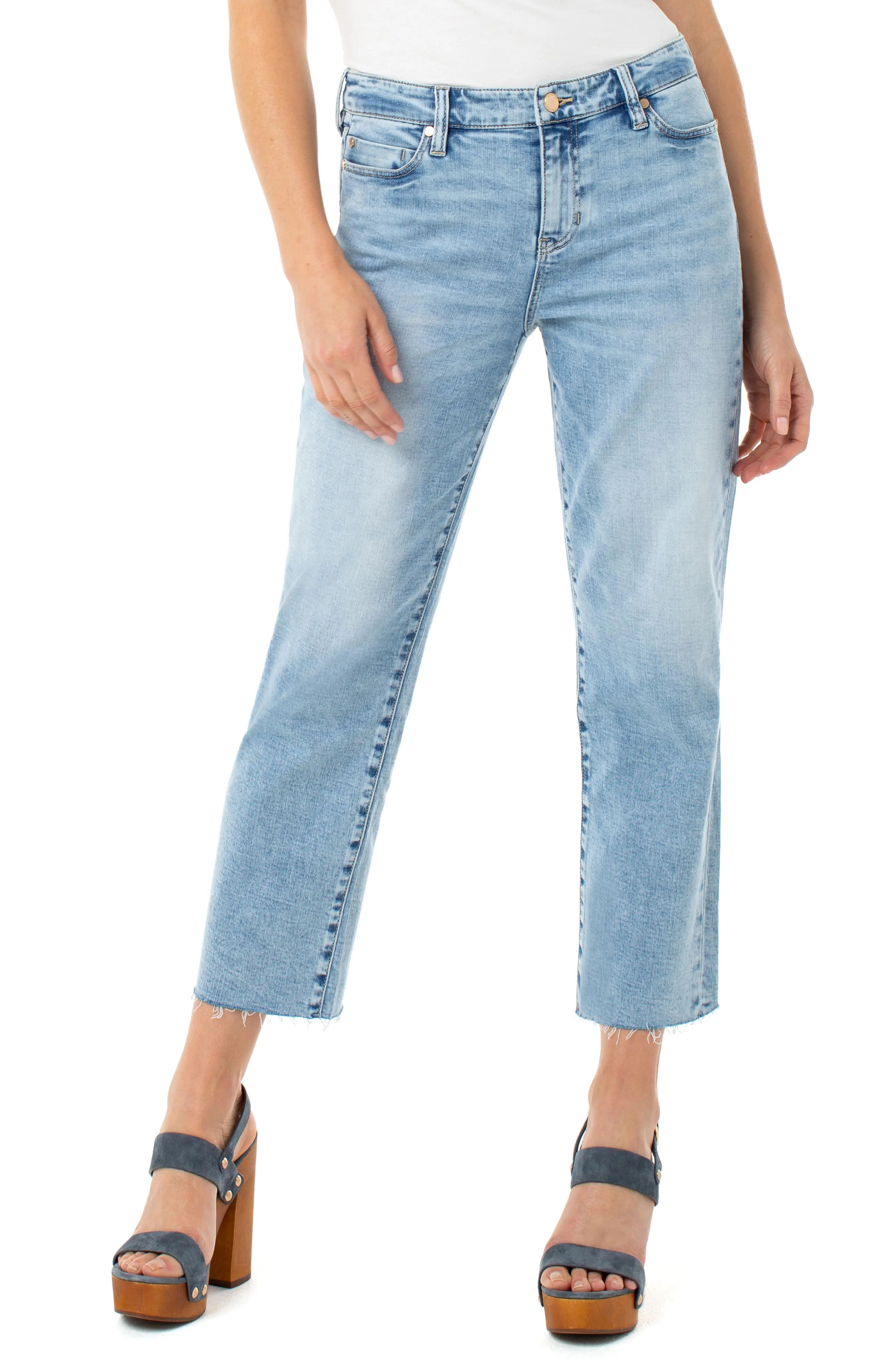 High Waist Raw Hem Crop Jeans | Nordstrom