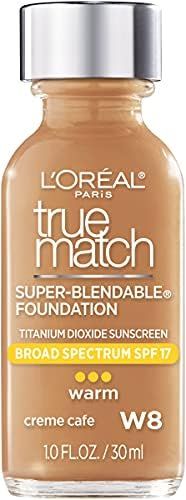L'Oreal Paris Makeup True Match Super-Blendable Liquid Foundation, Crème Café W8, 1 Fl Oz,1 Count | Amazon (US)