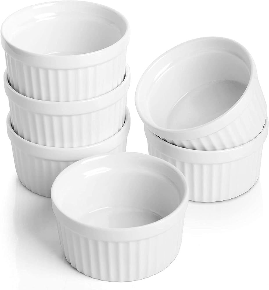 6 oz Ramekins Set of 6, Porcelain Ramekins Dishes for Creme Brulee,Souffle, Lava Cakes, Pudding, ... | Amazon (US)
