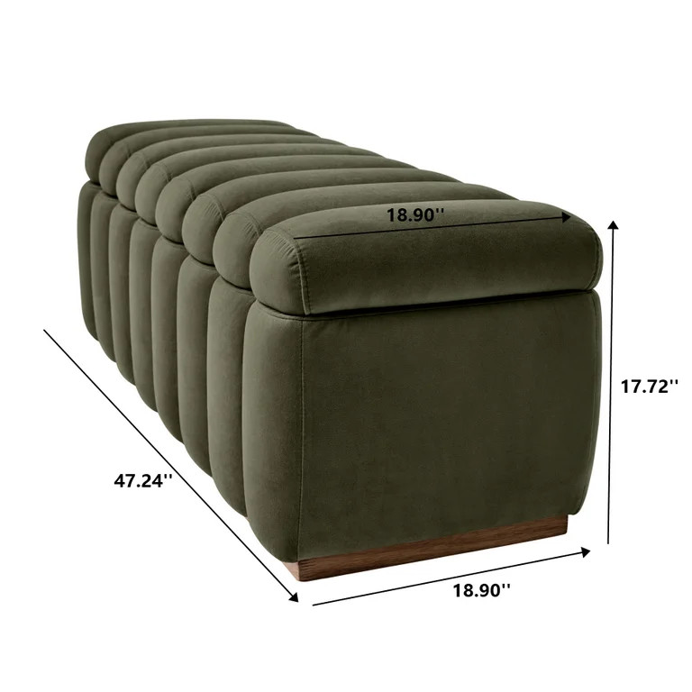 Better Homes & Gardens 47.24" Lillian Channel Tufted Bench, Olive Velvet | Walmart (US)