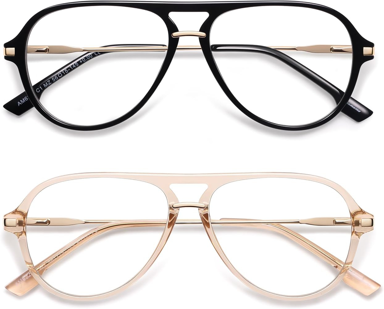 AMOMOMA Aviator Reading Glasses for Women Men Blue Light Blocking Lens Spring Temple AM6226 | Amazon (US)